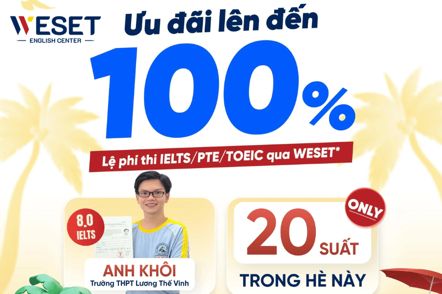Hỗ trợ lệ phí thi PTE, TOEIC, IELTS